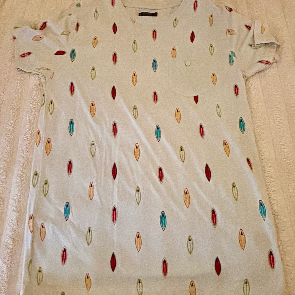 Cream Short Sleeve Tee with Multicolor Surf Dot Print
